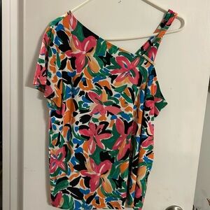 Nine West colorful floral one strap top size large